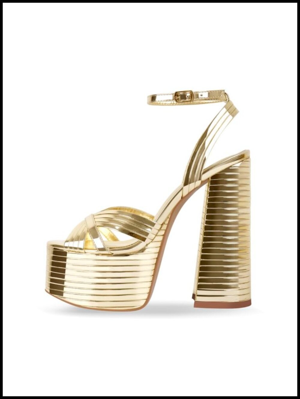 Chunky Platform Heels with Ankle Strap, Faux Leather, 5.5" Heel, Wedding or